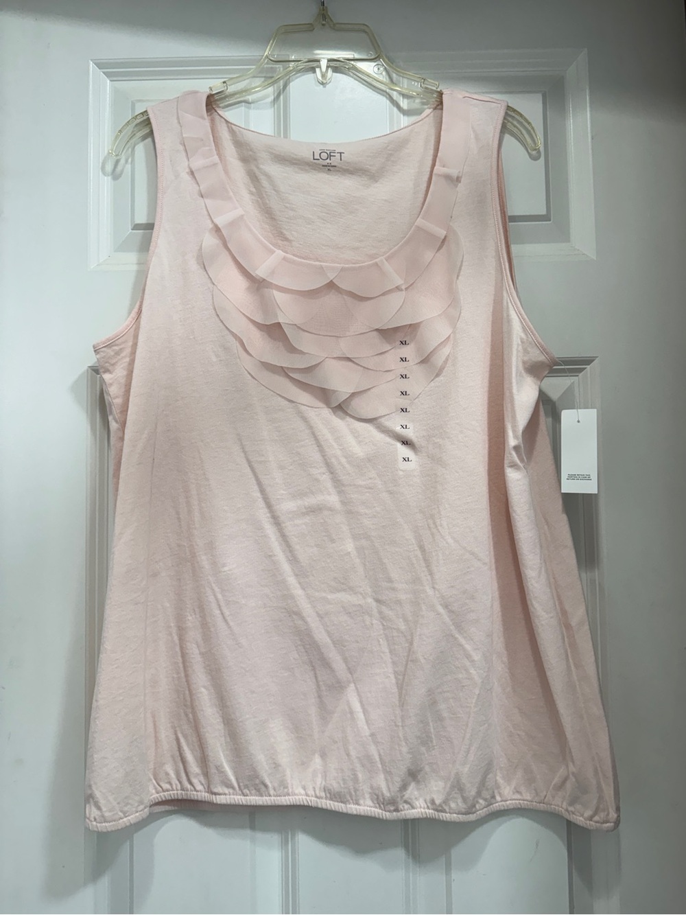 NWT LOFT Pale Pink Layered Ruffle Neck Tank
